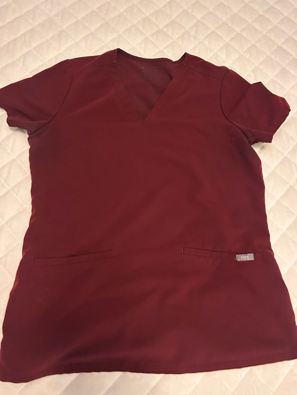 Figs Women's V-Neck Scrub Top in Burgundy